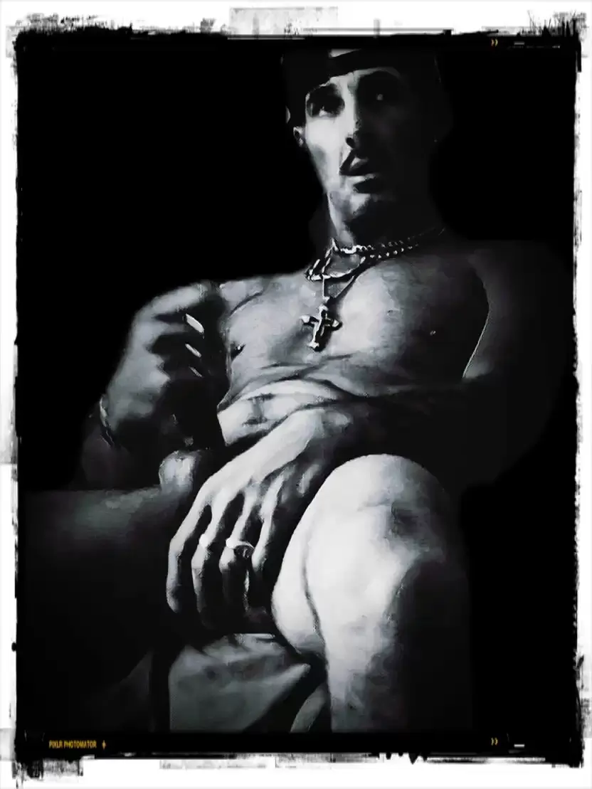 B&W photograph of a man in a seductive pose 12