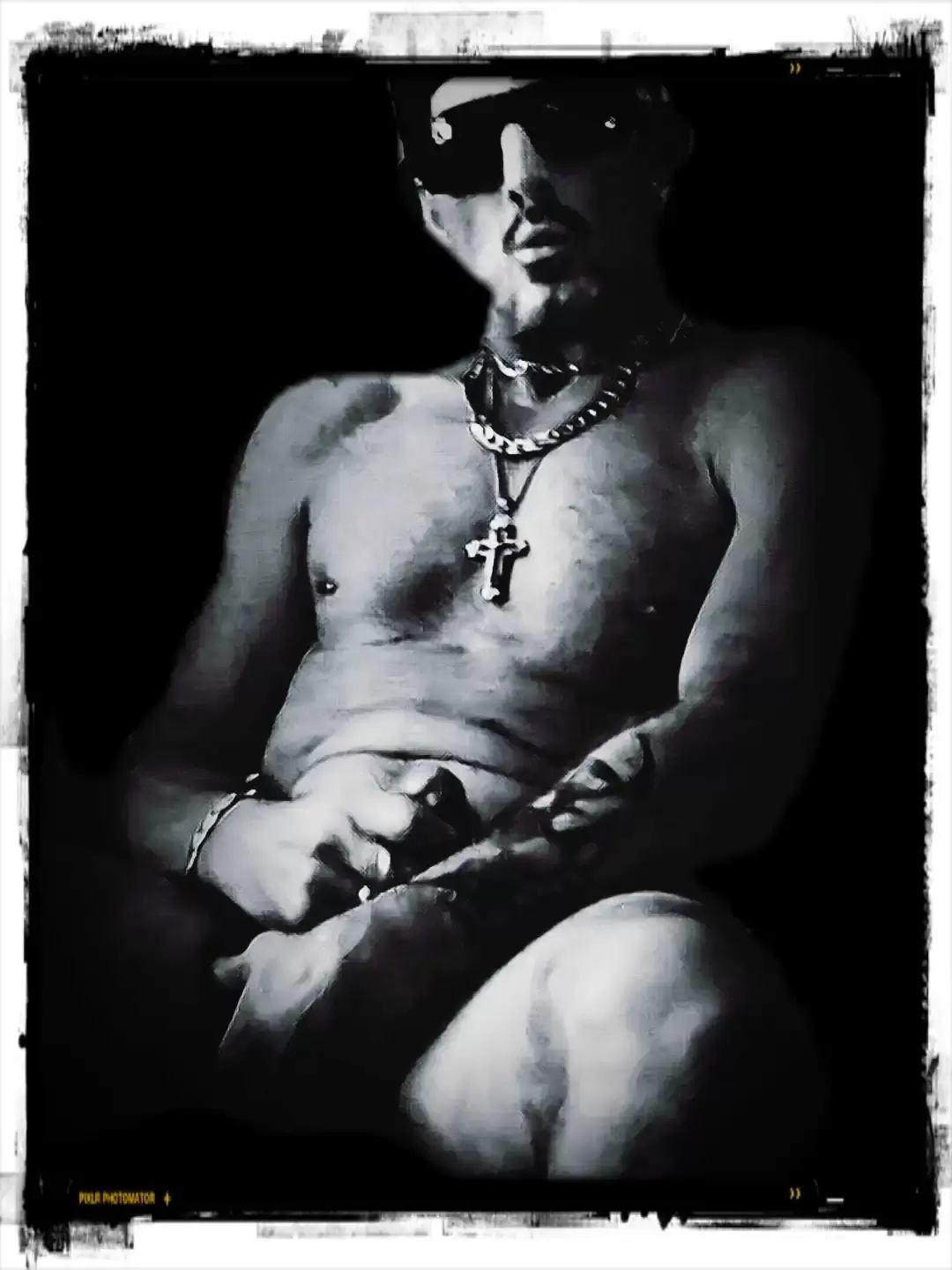 B&W photograph of a man in a seductive pose 1