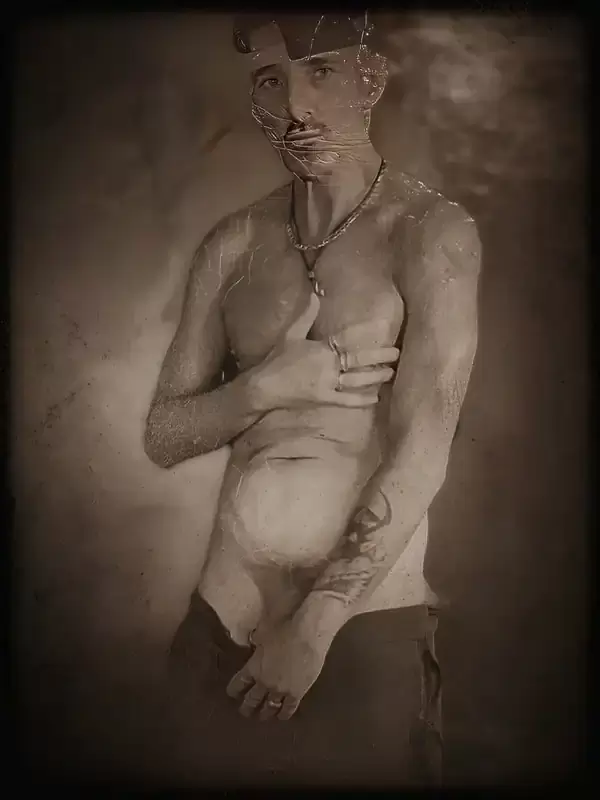 vintage photo of shirtless man posing 4