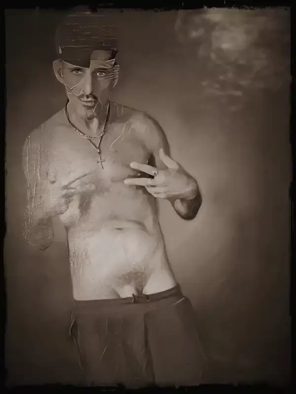 vintage photo of shirtless man posing 3
