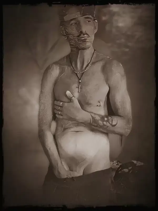 vintage photo of man shirtless