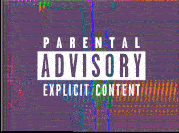 'Parental advisory Explicit Content' warning sign gif, flashing