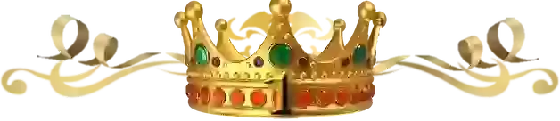 gold crown with red & green jewels & the number one