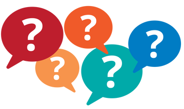 Clip art picture of colored quotations of question marks