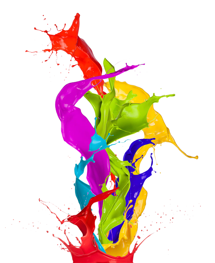 various colors of paint splashing downwards