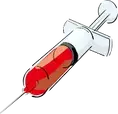 red illustrated syringe