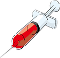 red illustrated syringe